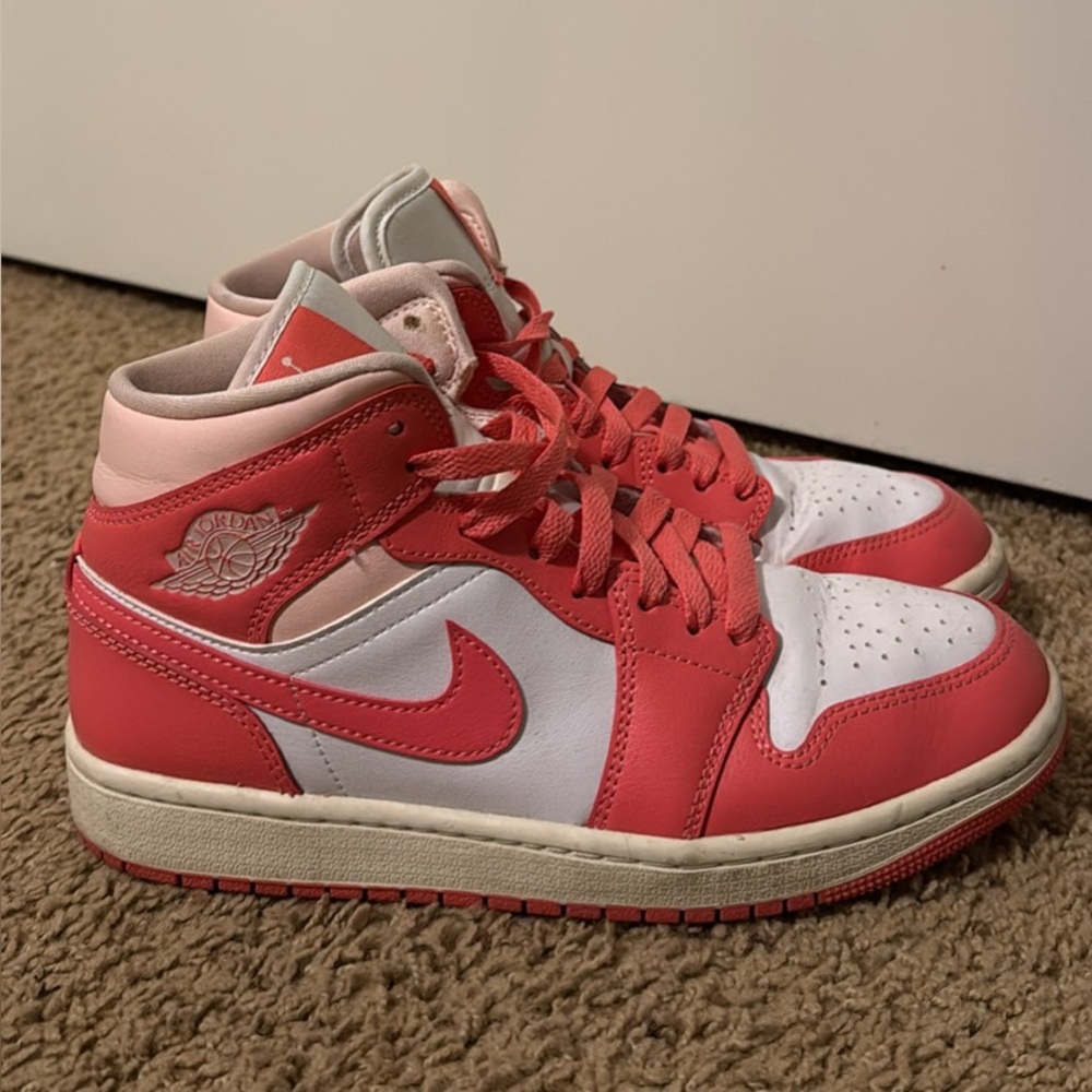 Nike Air Jordan High-Top Pink and White Sneakers